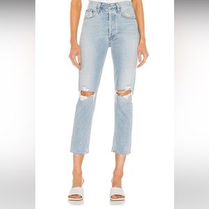 agolde riley high rise straight crop